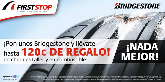 Cambia tus neúmaticos por unos Bridgestone y consigue 120€ para taller o gasolina