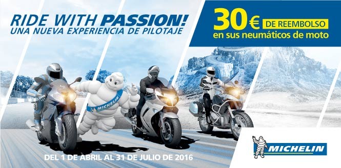 30€ de reembolso con neumáticos Michelin de Moto