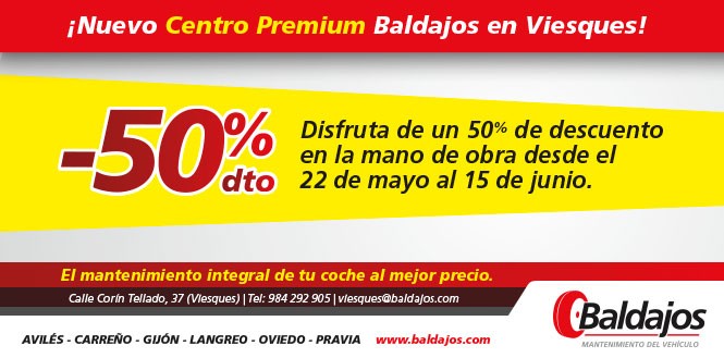 50% descuento en mano de obra en Baldajos Viesques