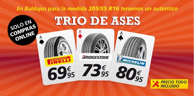 ¿Buscas neumáticos 205/55 R16? tenemos un trío de ases