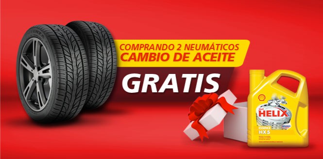 Comprando 2 neumáticos cambio de aceite gratis